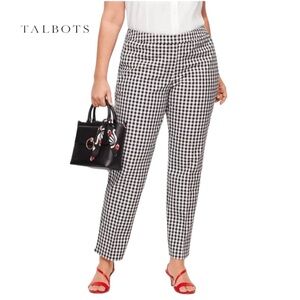 Talbots NWT Hampshire Ankle Pant Straight Ankle Length 16 Black/White Gingham